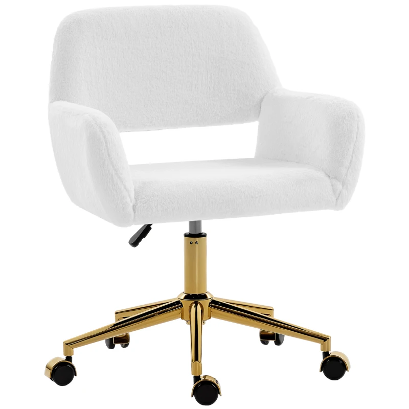 HOMCOM Faux Fur Rabbit Chair - Cream White