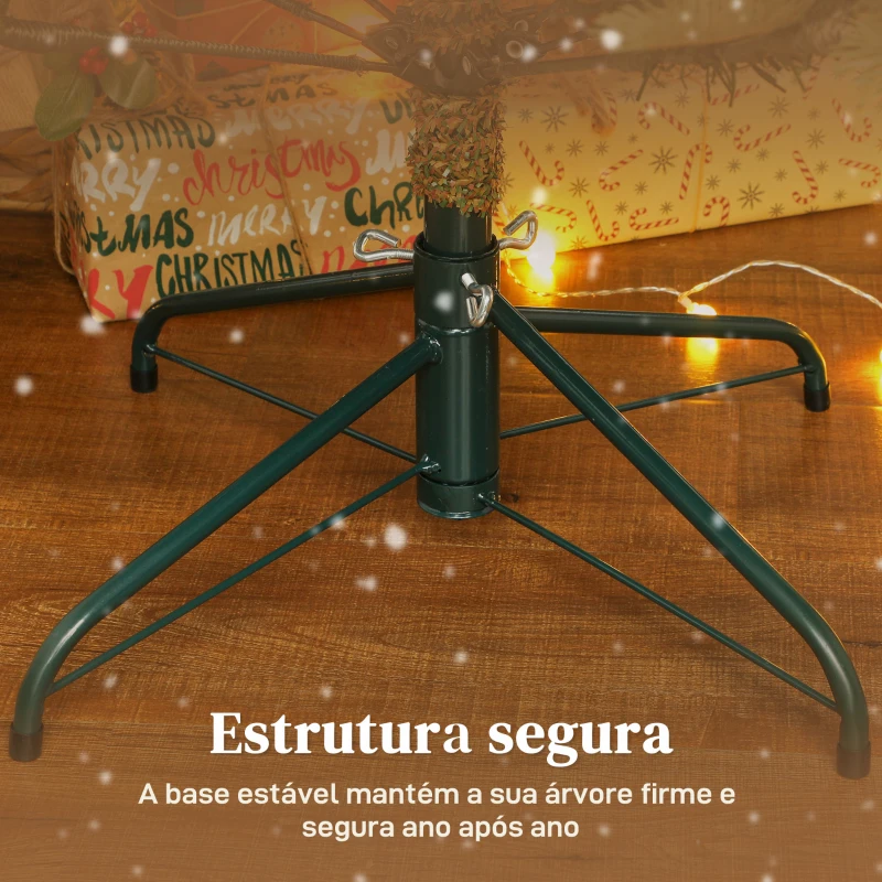 HOMCOM Árvore de Natal Artificial 210 cm com 1123 Ramos Densos e Suporte Metálico Dobrável para Interior Verde
