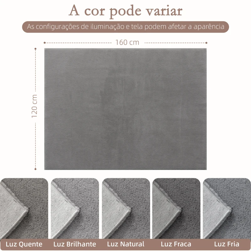 HOMCOM Tapete para Sala de Estar 120x160 cm Tapete Lavável à Máquina Pelo Longo Macio Estilo Moderno Cinza
