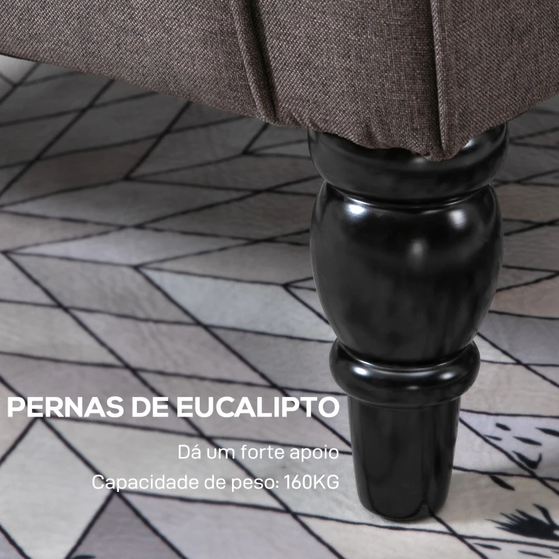 HOMCOM Poltrona de Sala de Estar Poltrona Moderna para Dormitório com Pés de Madeira Poltrona Individual 74x86x102 cm Marrom