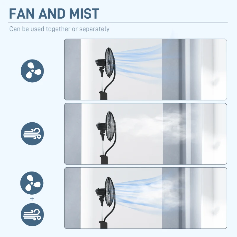 HOMCOM Wentylator stojący z nawilżaniem powietrza, cichy, mobilny, zdalne sterowanie, czarny