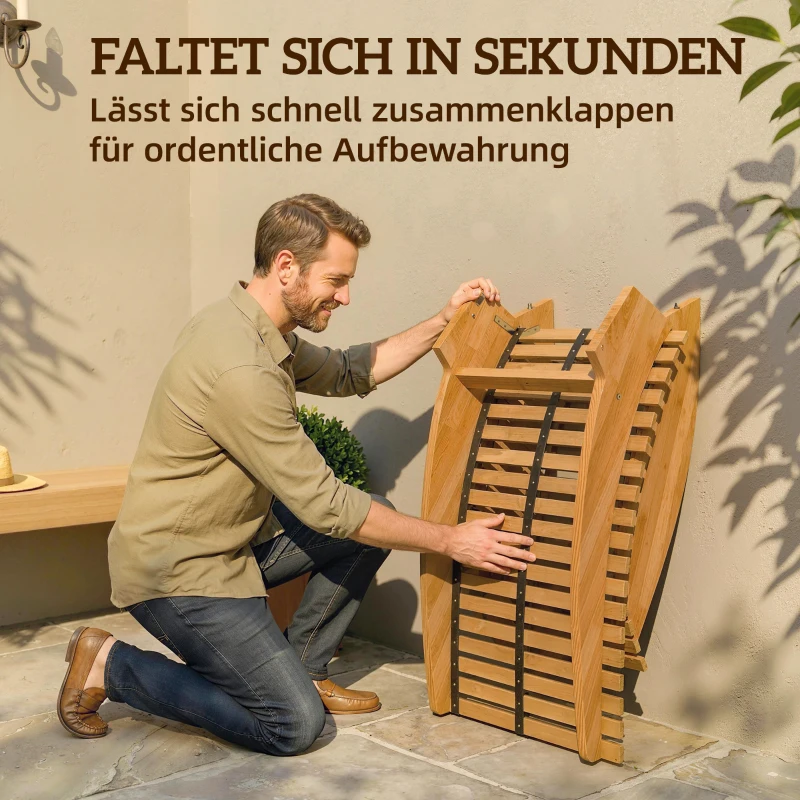 Outsunny Sonnenliege aus Akazienholz Klappbar Ergonomisch Gartenliege mit S-Form Latten-Design 60 x 156 x 77 cm