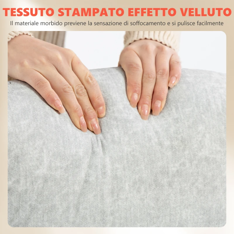 HOMCOM Sedia Ergonomica, Schienale Alto Velluto Stampato, Braccioli Ribaltabili, Bianco Crema