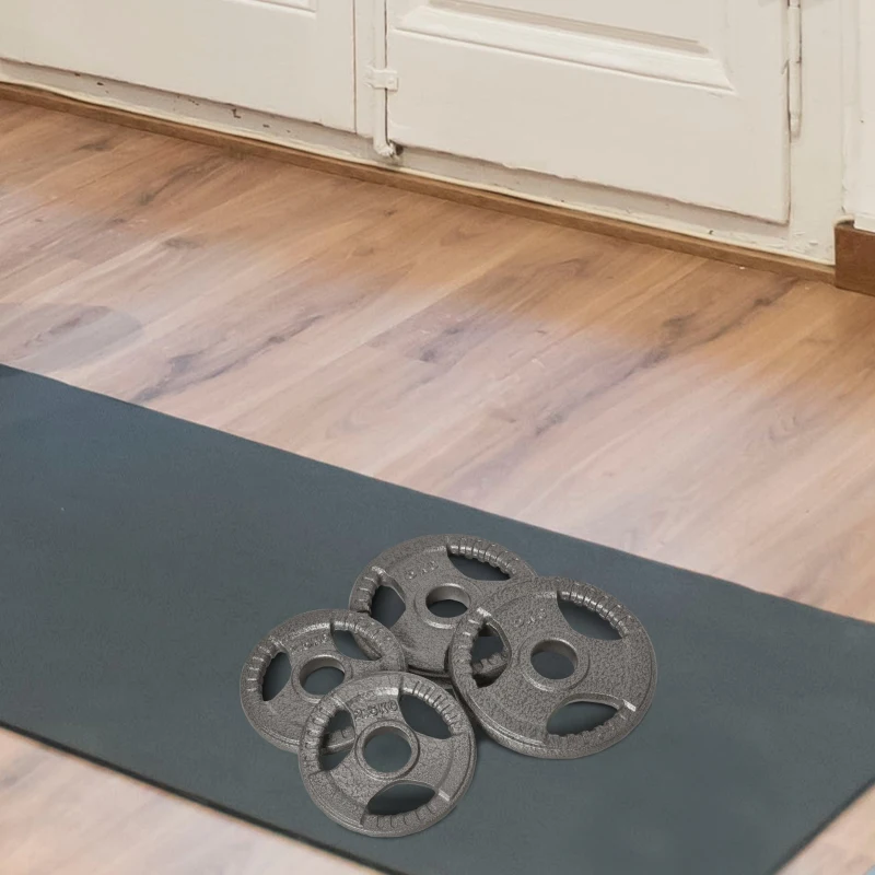 HOMCOM Disques de poids 2,5/2,5/5/5 kg, 4 poids musculation, disques d'haltères en acier