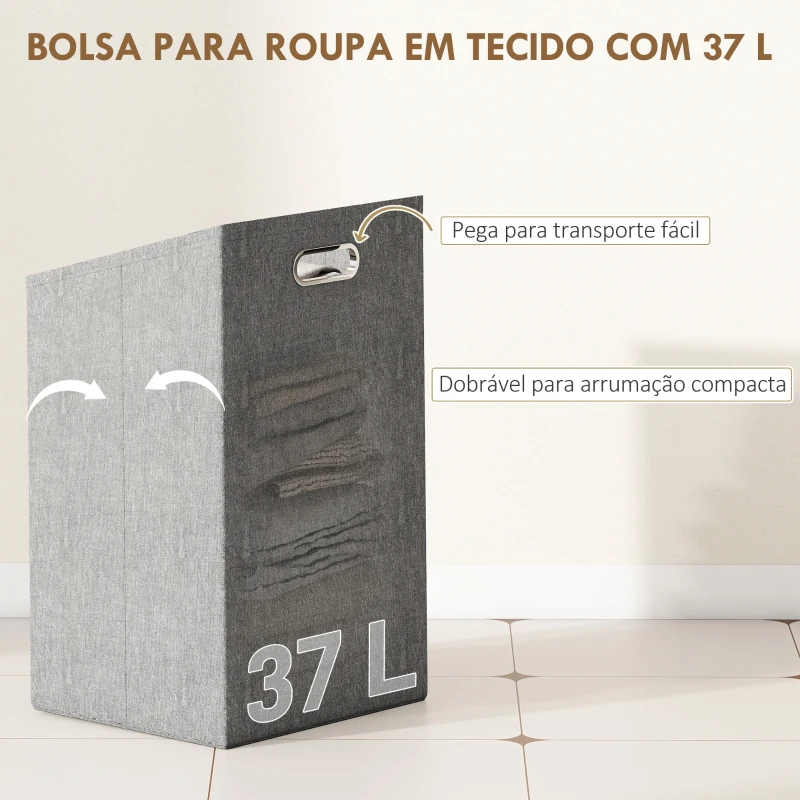 HOMCOM Armário para Roupa de Bambu Móvel Auxiliar para Casa de Banho 40x30x95 cm com 2 Prateleiras Abertas Cesto Amovível Madeira