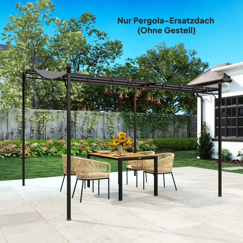 Outsunny Ersatzdach für Pergola Sonnensegel für Terrassenüberdachung Ersatz-Dachplane für 3 x 3 m Pavillon 298x293 cm Dunkelgrau