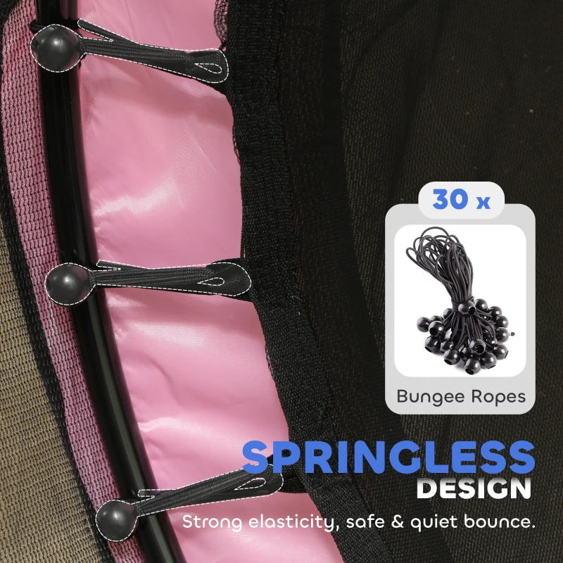 HOMCOM 4.6FT/55" Kids Trampoline with Enclosure Net, Outdoor Indoor Use, for Ages 3-10 Years, Pink