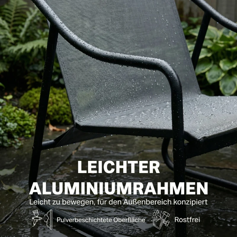 Outsunny Gartensessel Gartenstuhl mit abnehmbarem Sitzkissen Garten Loungesessel mit Armlehne, bis 120 kg belastbar Dunkelgrau