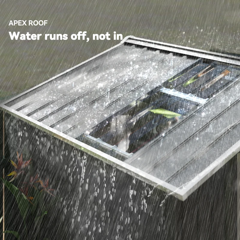 Outsunny Abrigo de Jardim 2,42 m 213x130x185 cm Abrigo de Jardim Metálico para Armazenamento com 2 Portas Deslizantes e 4 Janelas Cinza Escuro