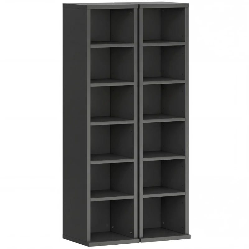 HOMCOM Lot de 2 étagères colonnes armoire de rangement CD-DVD 12 compartiments 21 x 22,5 x 88,5 cm capacité 204 CD noir