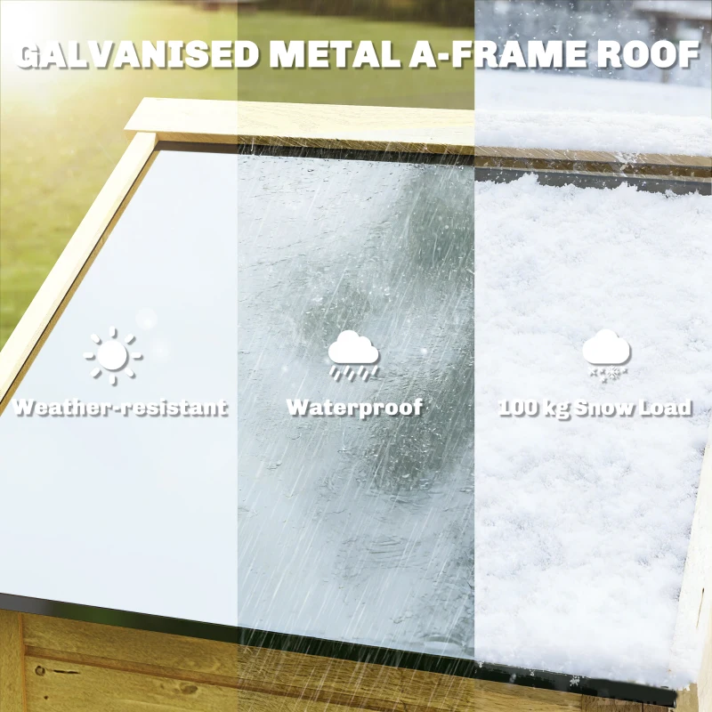 Outsunny Wysoki drewniany schowek na narzędzia z regulowanymi półkami, magnetycznymi drzwiami, galwanizowanym dachem i wentylacją