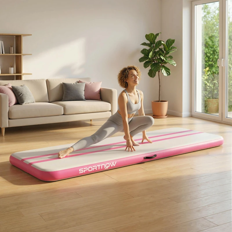 SPORTNOW Tappetino Gonfiabile per Ginnastica, 3,05 m con Pompa Elettrica e Borsa