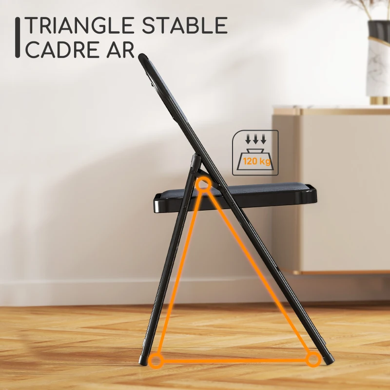 HOMCOM Lot de 4 chaises pliantes chaises de salle à manger portables cadre en acier 45 x 46 x 78 cm gris