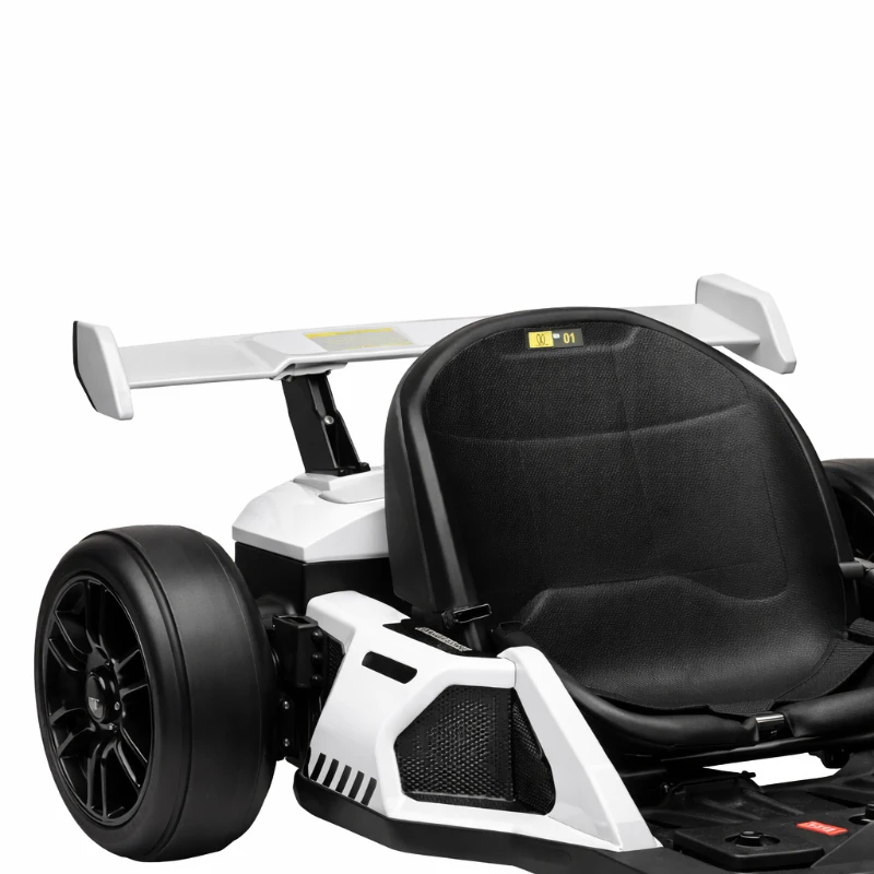 HOMCOM 24V Electric Go Kart for Kids with Adjustable Seat for 6-12 Years, White