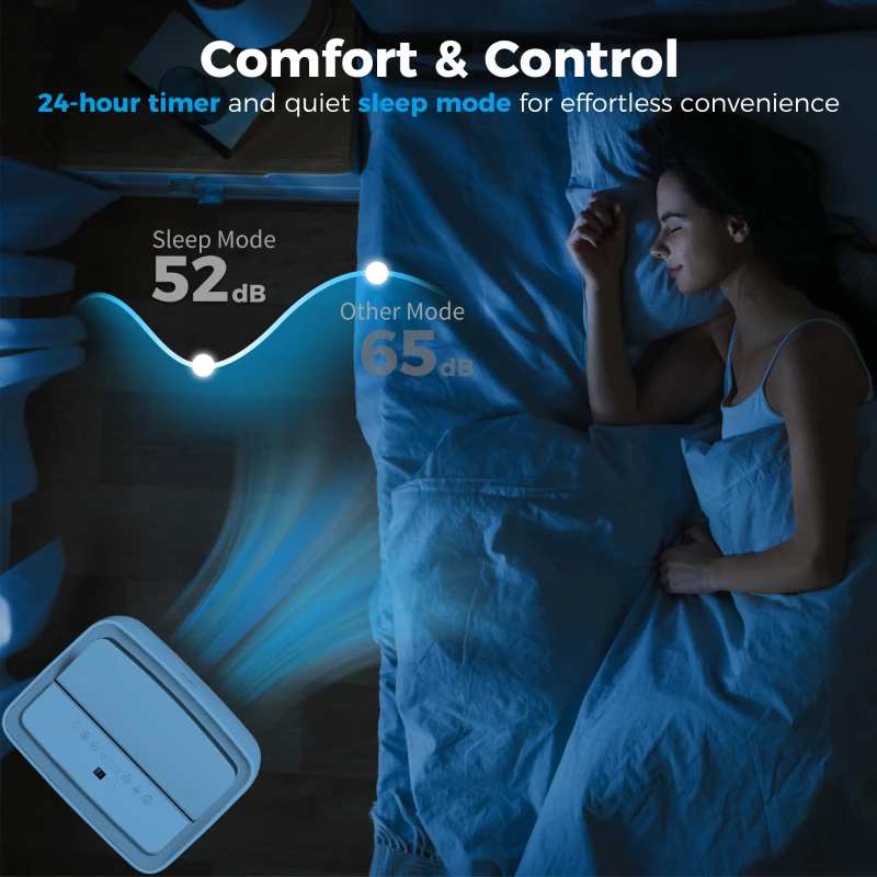 HOMCOM Portable Air Conditioner 12000 BTU, 4-in-1 Air Conditioning Unit, Dehumidifier, Cooling, Fan, Sleep Mode with 3 Speeds, Remote Control, LED Display, 24H Timer, Window Kit, Children Lock, 35m²