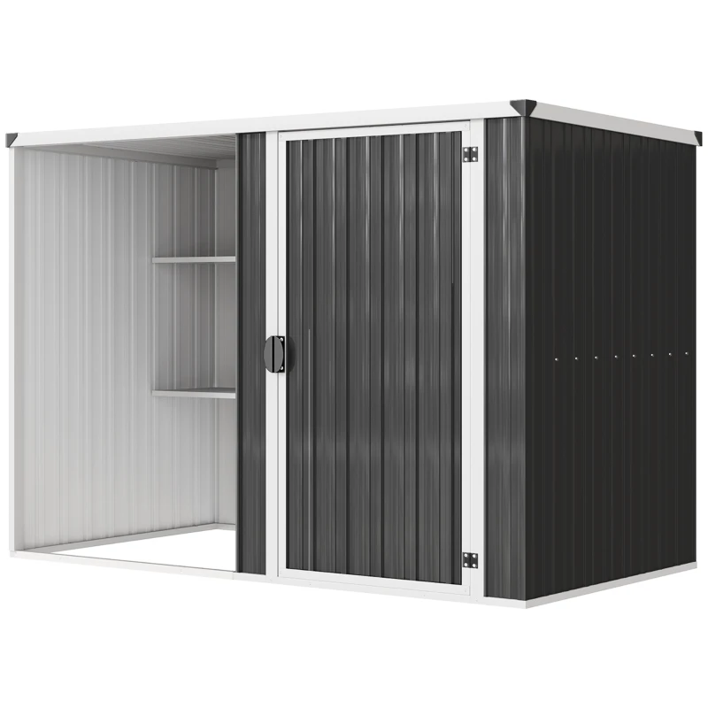 Outsunny Capanno da Giardino in Acciaio Zincato, Porta Bloccabile, 231 x 125 x 162 cm, Grigio