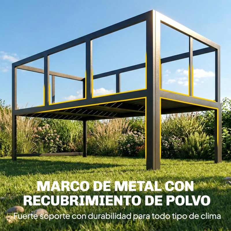 Outsunny Conjunto de Jardín Exterior con Cojines 2 Sofás de 2 Plazas Reposabrazos Ajustables y Mesa de Centro de Listones Gris