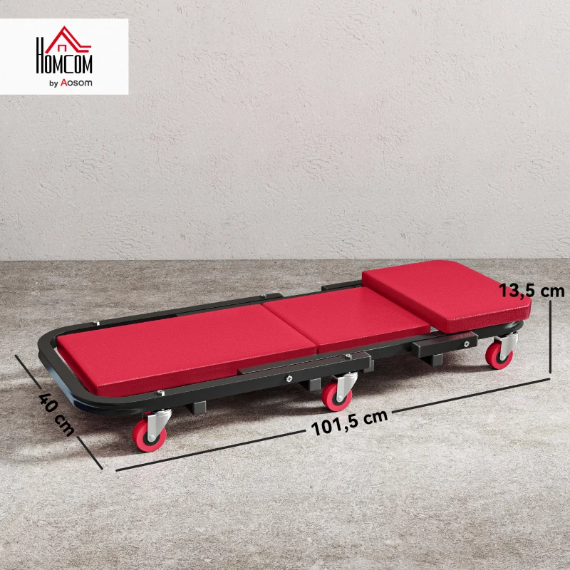 HOMCOM Planche à roulettes de montage 2 en 1 chariot de visite mécanicien pliable en Z charge 150kg 101,5 x 40 x 13,5 cm rogue