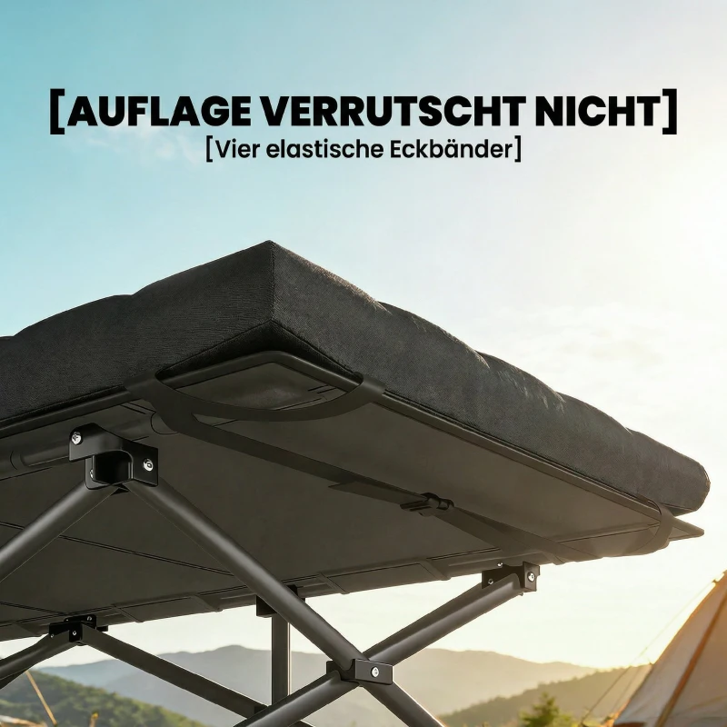Outsunny Veldbed opvouwbaar campingbed met draagtas campingligbed tot 200 kg binnen, buiten, 200 x 80 x 40 cm zwart