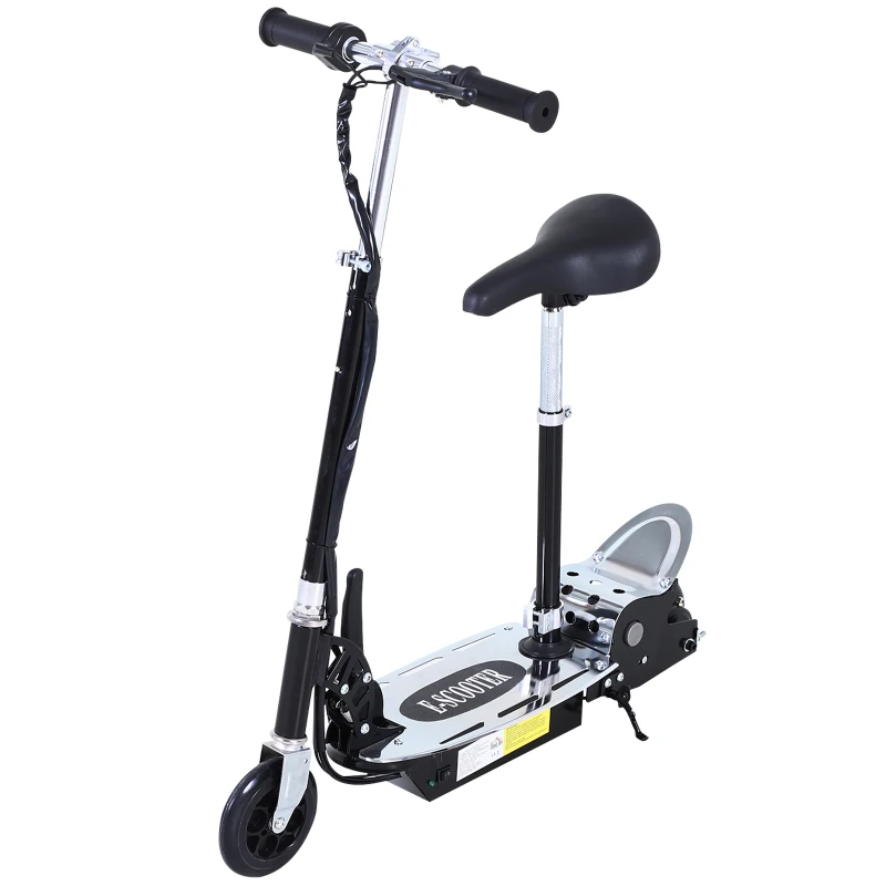 HOMCOM Foldable Powered Scooter with Adjustable Seat, Brake, Black