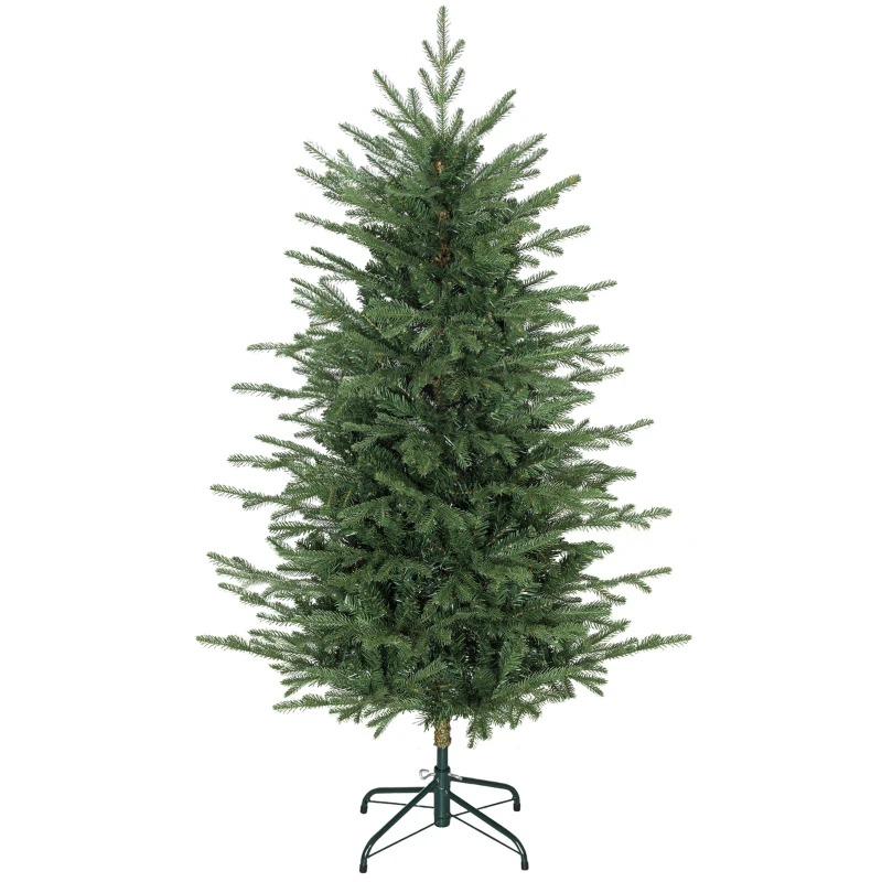 HOMCOM Árvore de Natal Artificial 150 cm com 1186 Ramos Densos Suporte Metálico Dobrável para Interior Verde