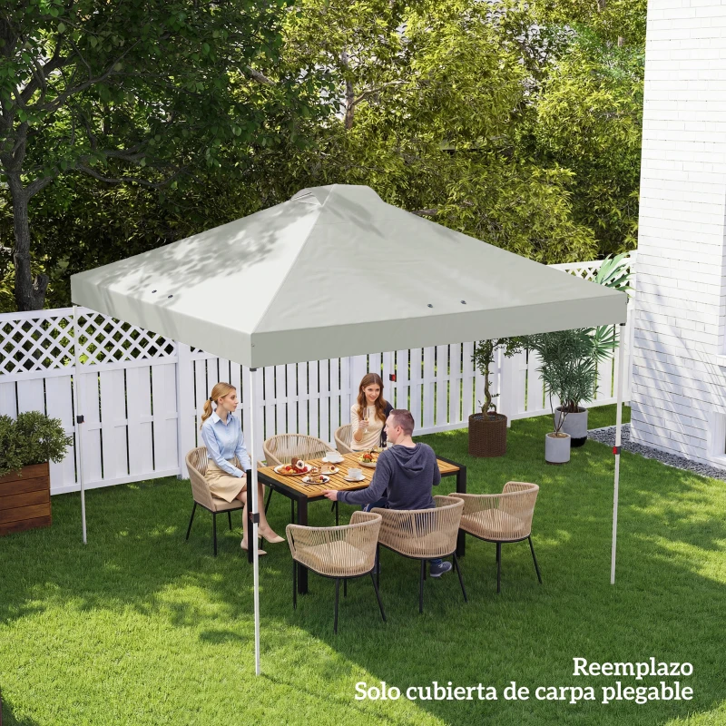 Outsunny Toldo de Pérgola de Recambio 3x3 m Techo de Repuesto para Carpa Plegable de Tela Oxford 210D Protección UV 50+ Blanco