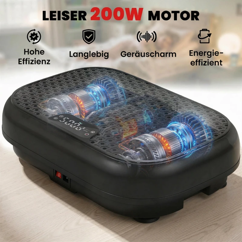 SPORTNOW Vibrationsplatte Rüttelplatte mit 120 Intensitätsstufen 5 Vorprogramm Fernbedienung LED-Display für Muskelaufbau Schwarz