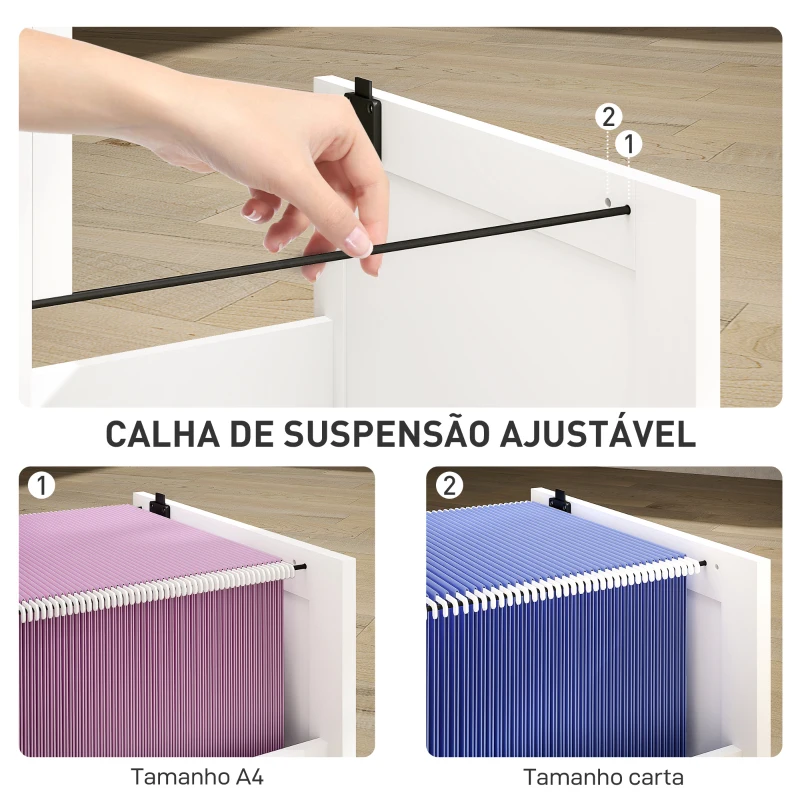 HOMCOM Bloco de Gavetas para Escritório com 2 Gavetas para Escritório com Fechaduras Gavetas Suspensas para A440x40x131 cm Branco