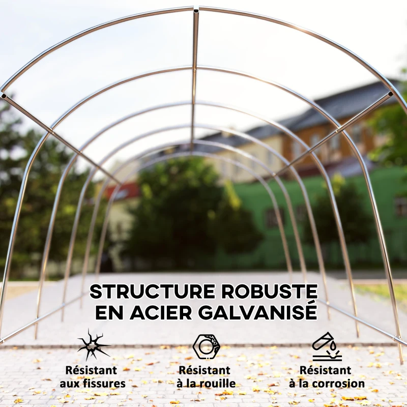 Outsunny Carport tente de garage 3,6 x 7,2 m abri voiture extérieur tente de stockage avec parois latérales amovibles, gris foncé