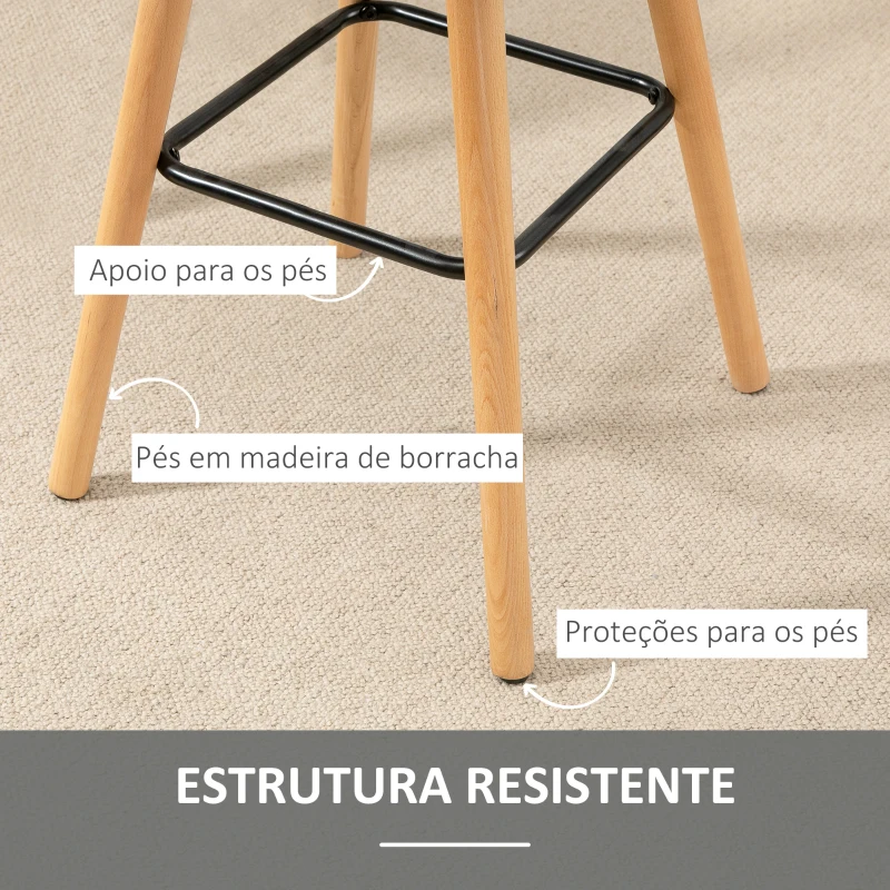 HOMCOM Conjunto de 2 Bancos de Bar Bancos Altos de Cozinha com Encosto Apoio para Pés Estilo Moderno 41,5x47x97,5 cm Cinzento