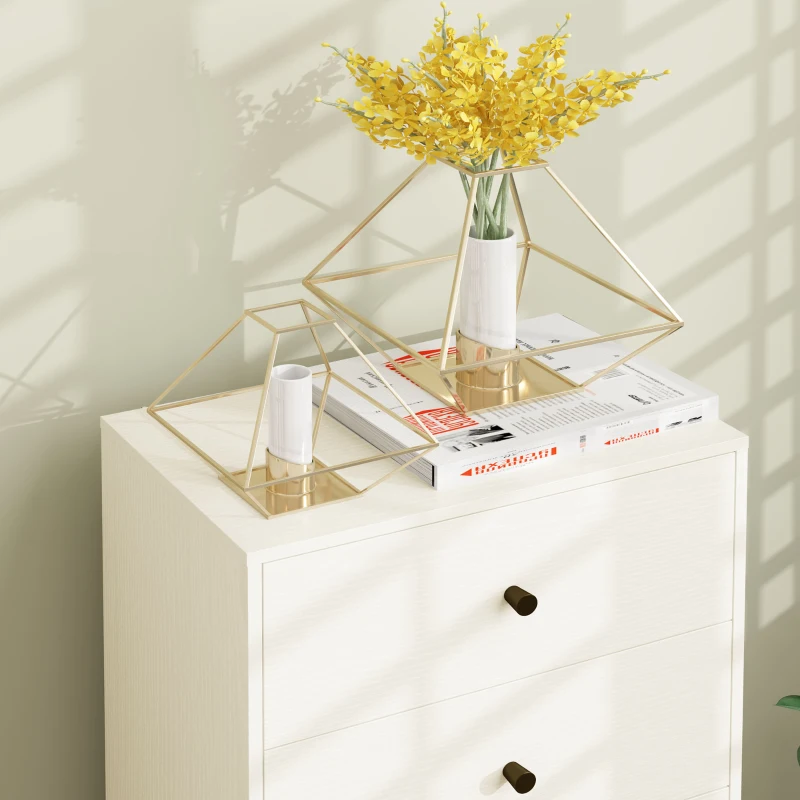 HOMCOM Commode 5 tiroirs, meuble de rangement haut et étroit, style moderne pour chambre à coucher, salon - 47x29x95cm, crème