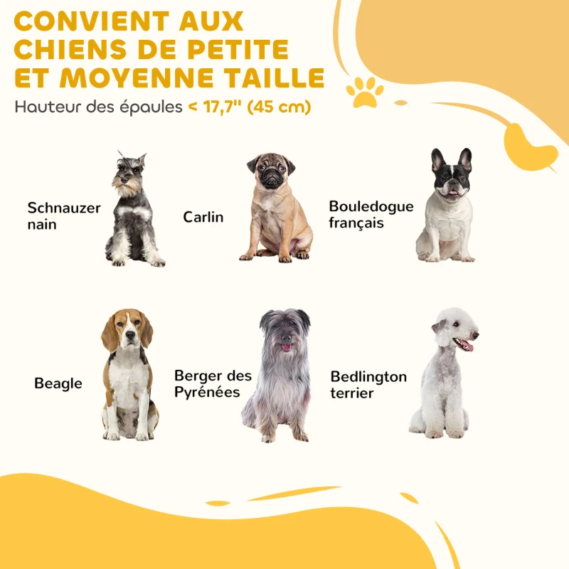 PawHut Barrière de sécurité modulable pliable pour animaux de compagnie avec pied de support, bois massif, 206 x 35,5 x 76 cm