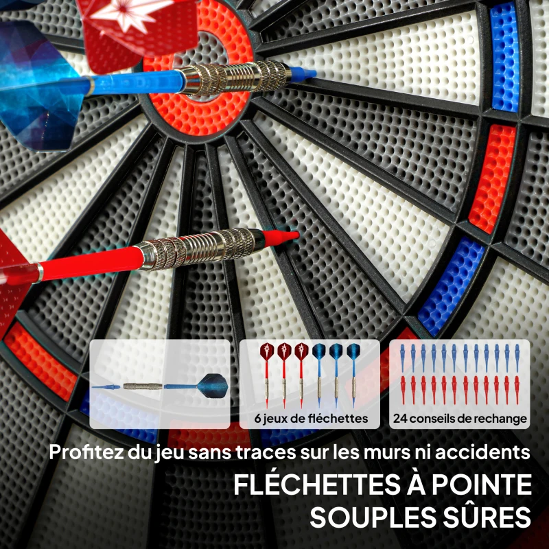 SPORTNOW Cible de Fléchettes Électronique Jeu de Fléchettes Électronique lumineuse écran LED surdimensionné rechargeable noir