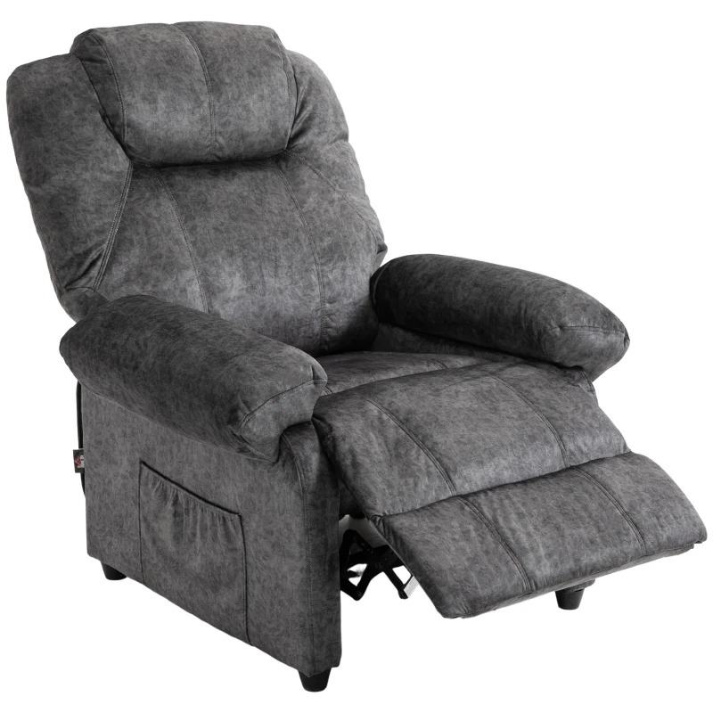 HOMCOM Sillón Relax Reclinable Manual Sillón Relax de Terciopelo con Reposabrazos Reposapiés Acolchado Grueso Negro