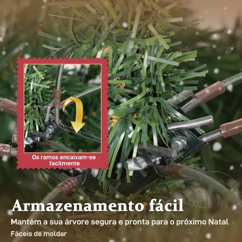HOMCOM Árvore de Natal Artificial 150 cm Ramos Realistas com Efeito Neve Árvore de Natal com Suporte em Aço Base Dobrável Verde