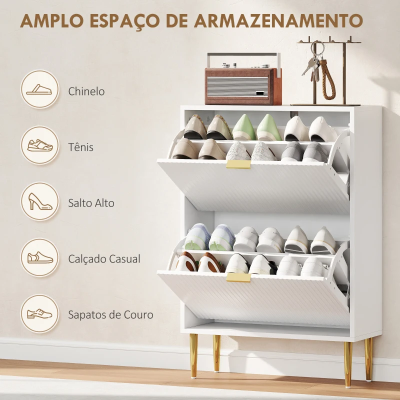 HOMCOM Sapateira Estreita Sapateira para Entrada com Prateleiras Ajustáveis para 12 Pares de Sapatos 60x24x91,5 cm Branco