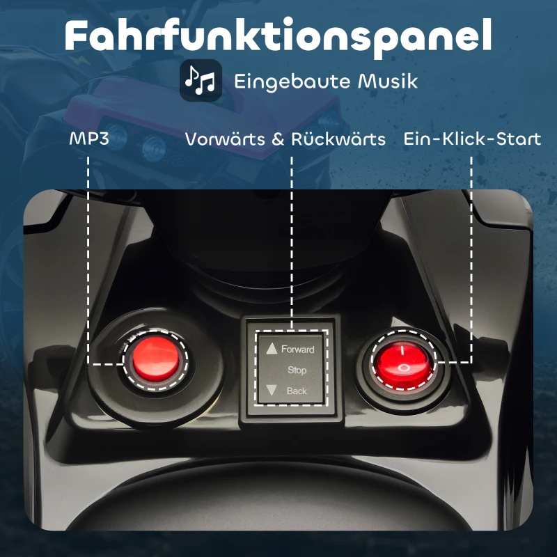 AIYAPLAY Kinder Quad Elektro 6V Kinderquad mit Vorwärts-, Rückwärtsfunktion, Musik, LED-Scheinwerfer Rosa