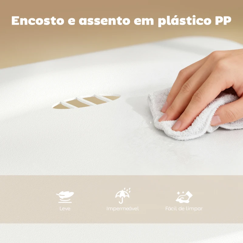 HOMCOM Conjunto de 6 Cadeiras Dobráveis com Encosto Curvo Assento Côncavo com Ventilação 48,5x47x75 cm Branco