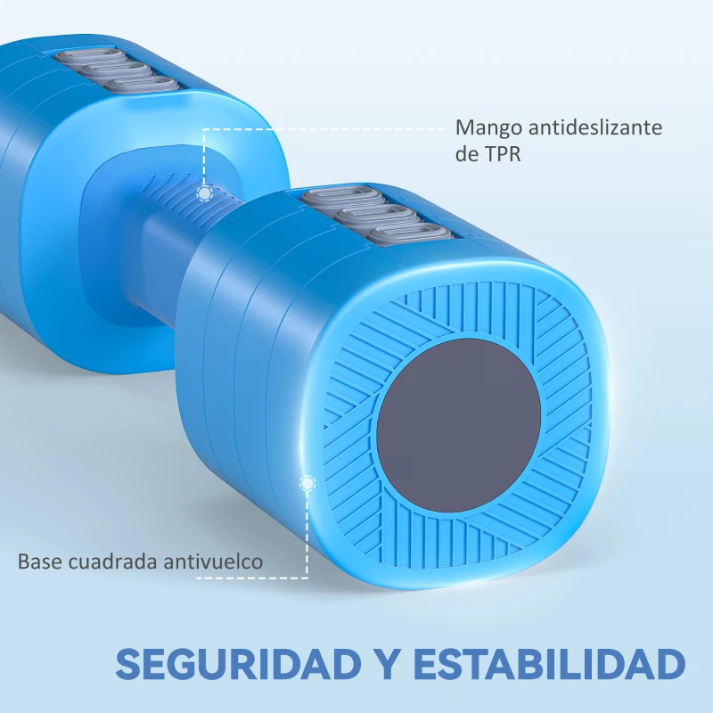 SPORTNOW Juego de Mancuernas Ajustables 4 en 1 de 1/1,5/2/2,5 kg con Mangos Antideslizantes y Diseño Cuadrado para Casa Gimnasio