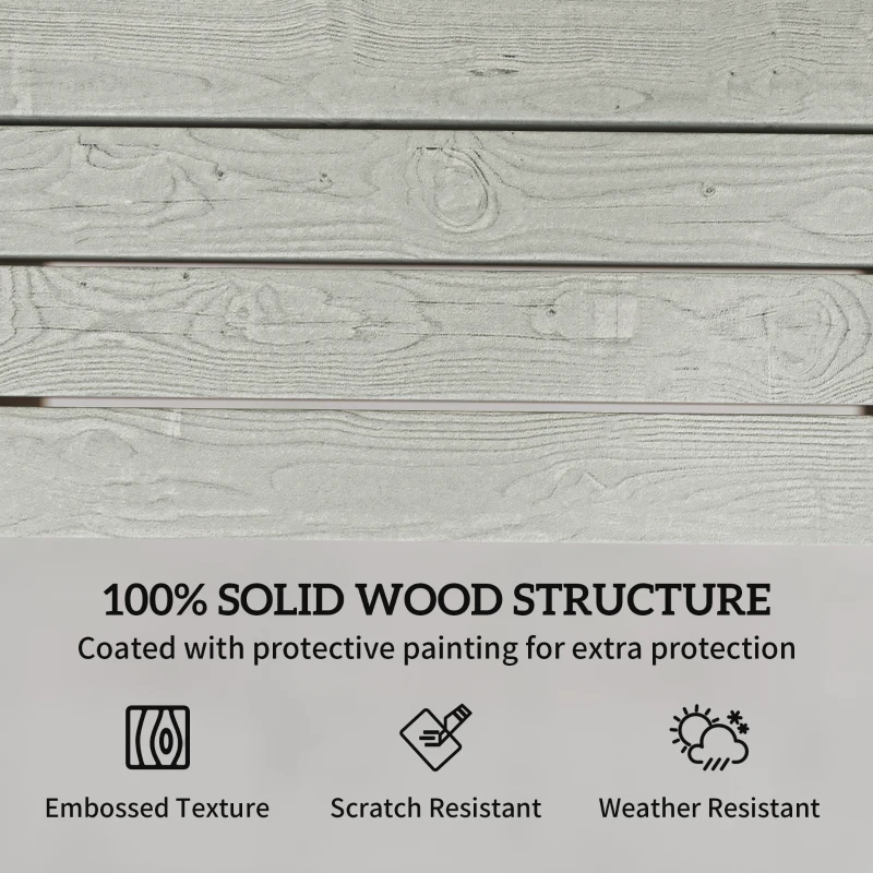 Outsunny Outdoor Garden Loveseat, Embossed Wooden Jack and Jill Garden Seat with Integrated Table, Grey