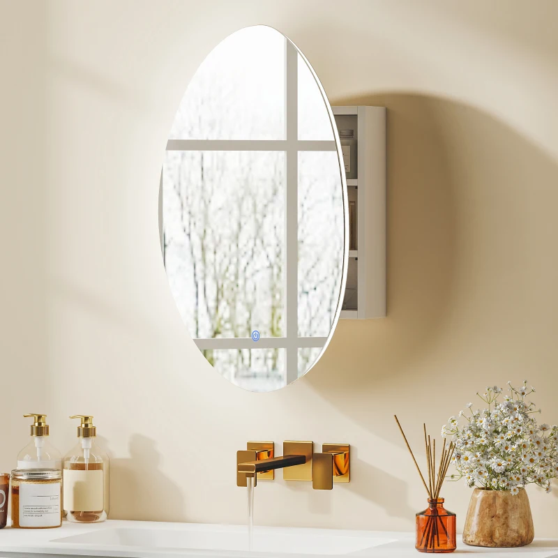 HOMCOM Armoire murale salle de bain avec miroir et éclairage LED, anti-buée, 3 températures de lumière, 50x14x70cm, blanc