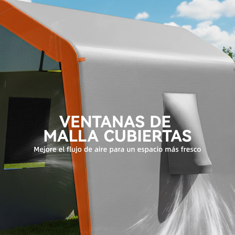 Outsunny Carpa Garaje Portátil 2,4x1,8 m para Coche Impermeable con Puerta Enrollable con Cremallera Ventanas UPF30+ Gris Claro