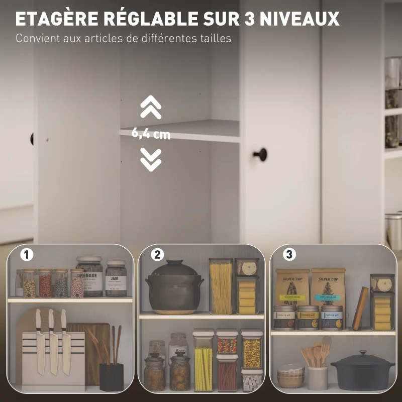 HOMCOM Îlot central cuisine mobile desserte cuisine avec tiroir étagère réglable placard à deux portes 82 x 38 x 86,5 cm blanc