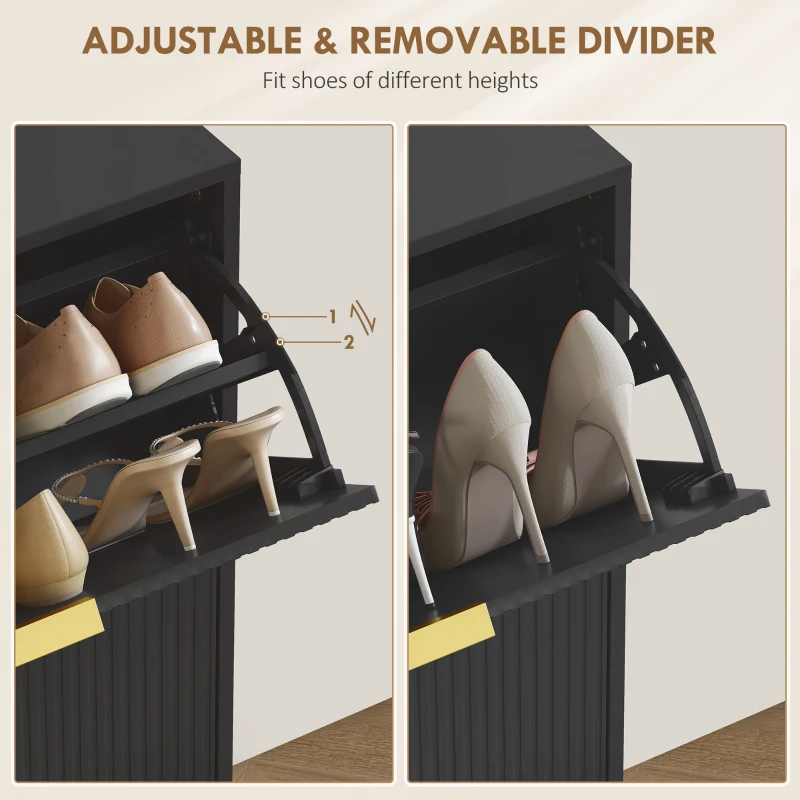 HOMCOM Elegant Four-Drawer Shoe Cabinet - Black