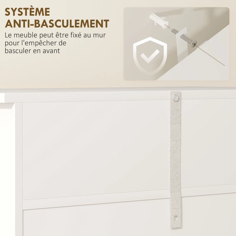 kleankin Meuble de salle de bain meuble de rangement 2 tiroirs placard double porte et étagère réglable 60 x 30 x 75 cm blanc