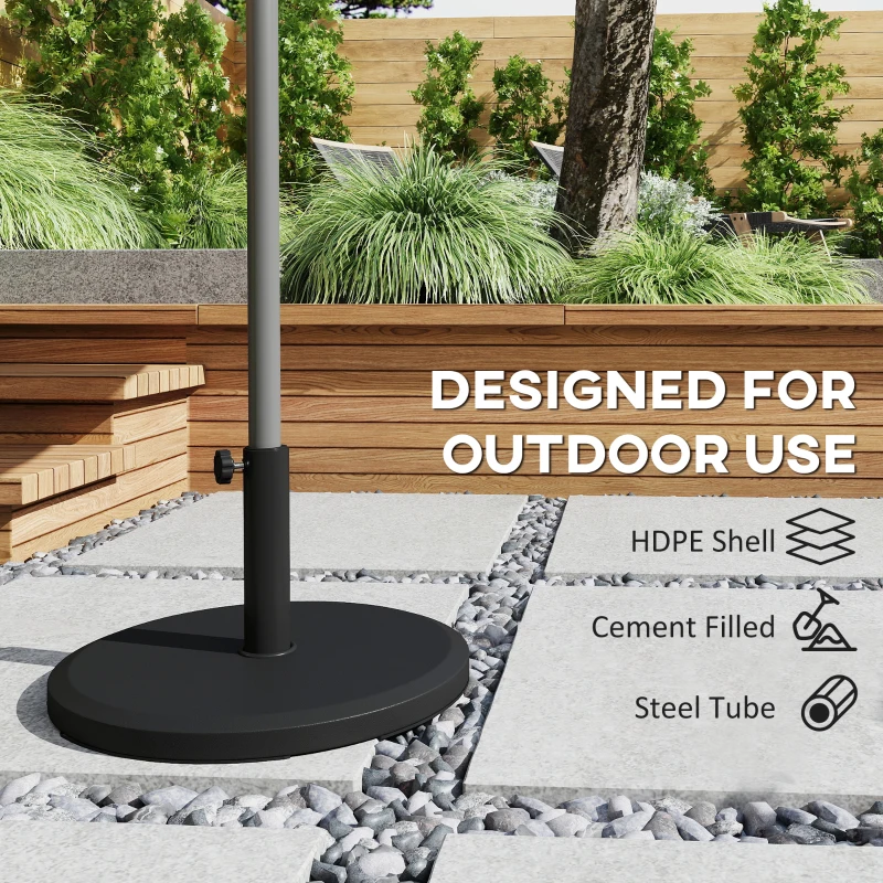 Outsunny Stojak pod parasol cementowy 13kg, okrągły, dla masztów o średnicy 34mm/38mm/48mm, czarny