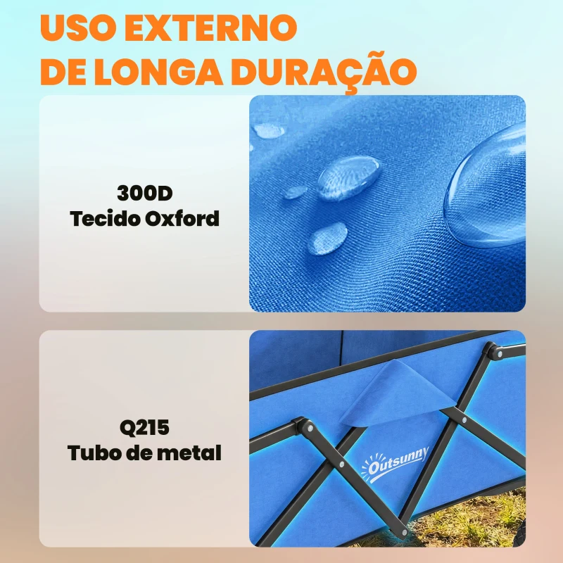 Outsunny Carrinho de Jardim Dobrável com Rodas Punho Ajustável Carga 68 kg para Camping Compras 81x45x89 cm Azul