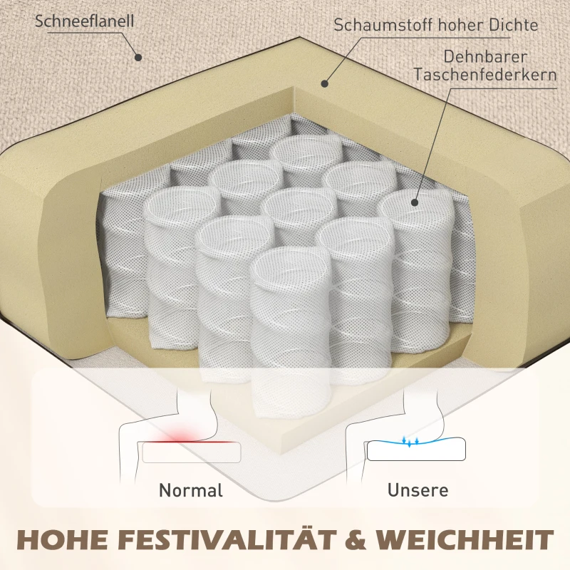 HOMCOM Elegante oorfauteuil, dik gewatteerd, afneembare bekleding, 74 x 87 x 102 cm, Beige