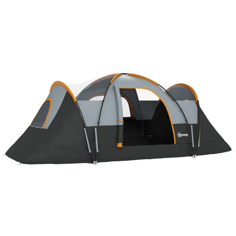 Outsunny Tienda de Acampada para 5-6 Personas Impermeable 3000mm+ con Bolsa de Transporte y Gancho 455x220x180 cm Gris