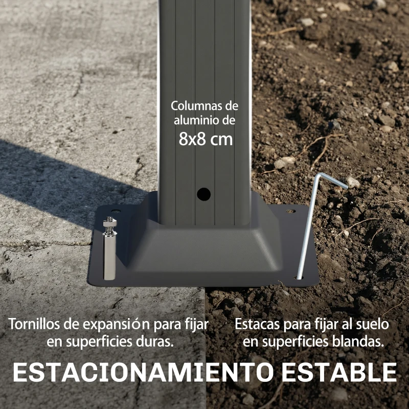 Outsunny Pérgola de Jardín 3x3,8 m con Techo de Lamas Ajustable a 90° Manivela Estructura de Aluminio y Acero UPF50+ Beige